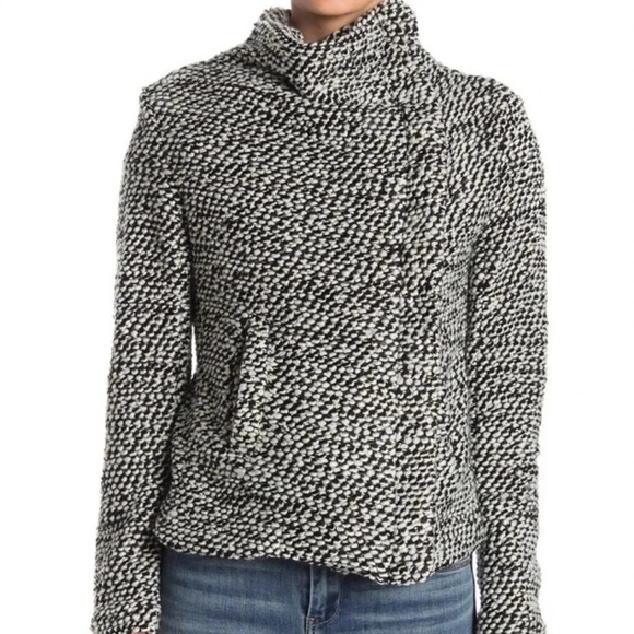 BLANK NYC Marled Boucle Asymmetrical Zip Wool Blend Jacket Size Medium - Picture 11 of 11